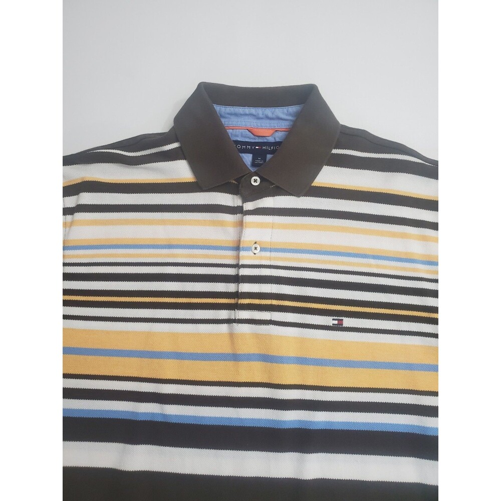 Tommy Hilfiger Men's Short Sleeve Polo Shirt, Stripes, Medium